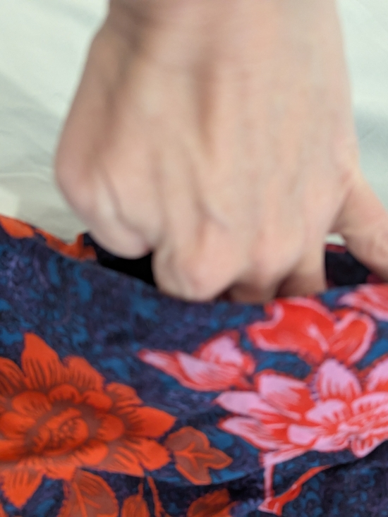 Anthropologie Navy Skirt with Red & Pink Floral Border - Picture 3 of 4